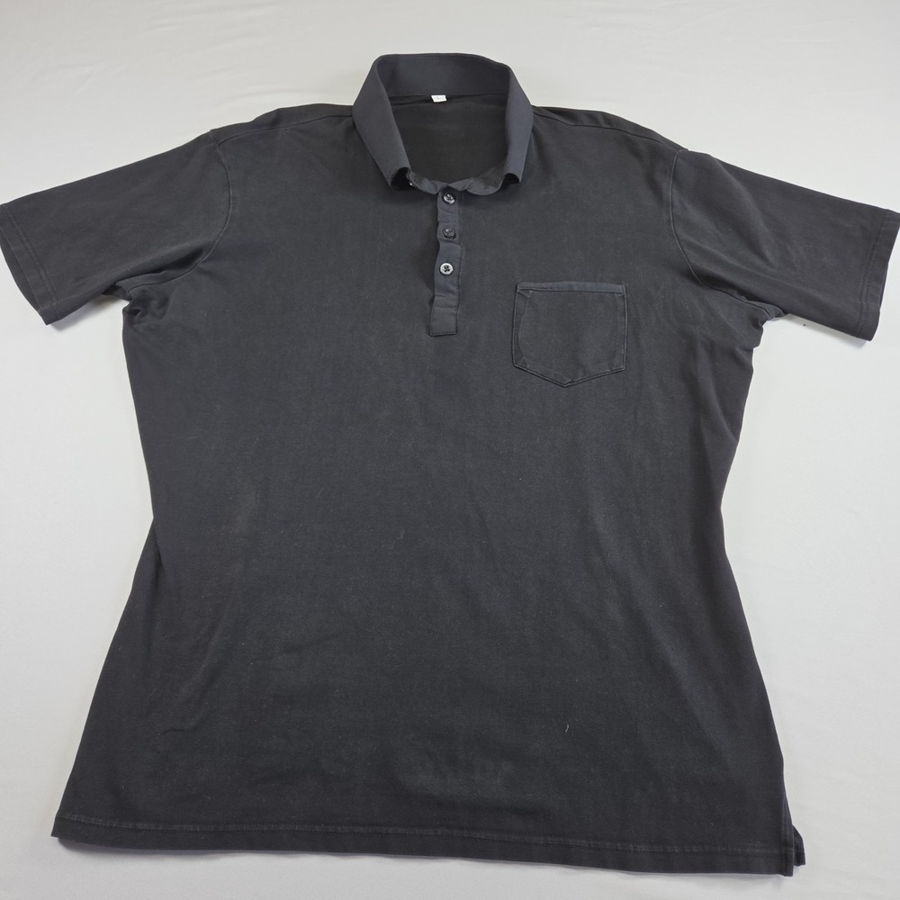 State & Liberty Polo Shirt Mens L Black Solid Performance Athletic Golf Stretch